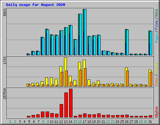 Daily usage for August 2020